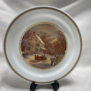 "Plato de cena vintage Corelle Corning Currier And Ives trineo de invierno de 10,25"" usado en excelente estado" - Imagen 1 de 4