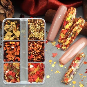 Thanksgiving Glitter Maple Leaf Nail Sequins Fall Nail Flakes Design Nail Cha... - Picture 1 of 6