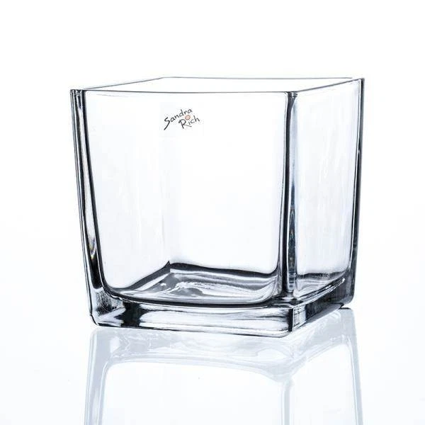 6er Set Teelichtgläser CUBE H. 14cm 14x14cm Glas transparent eckig Sandra Rich - Bild 1 von 3