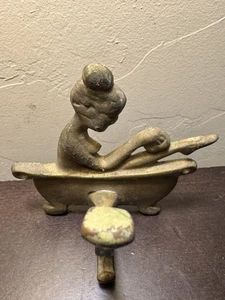 Vintage Messing Badhaken Dame in der Badewanne Messing Duschhaken - Bild 1 von 6