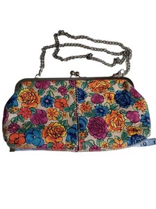 Patricia Nash Potenaz Clutch Leder Blumen Kiss Lock oder Schultertasche - Bild 1 von 4