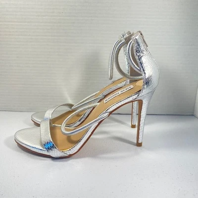 Steve Madden Stiletto Heels Silver size 9M style Clay Metallic Strappy Wedding - Image 1 of 4