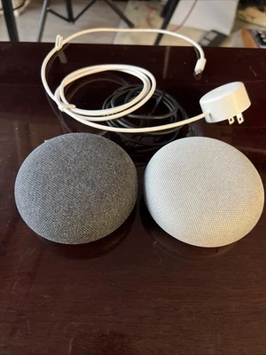 Google Home Mini Smart Speaker with Power Supply Adapter - two units - Image 1 of 2