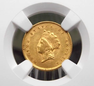 1854 $1 Liberty Head GOLD One Dollar *TYPE 2* $1 NGC AU58 #001 About Unc ECC&C - Picture 1 of 5