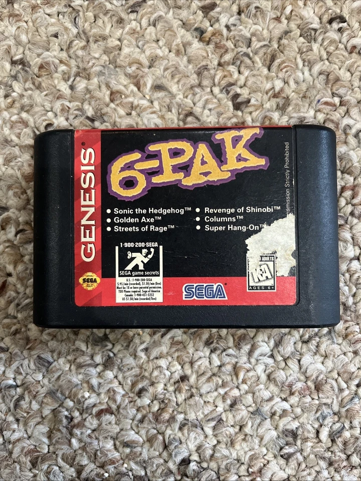 6-Pak (Sega Genesis, 1995) *Cart Only* Tested - Image 1 of 1