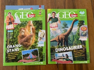 2 x GEOlino Nr. 7 und Nr. 8 mit Checker Tobi Kinderzeitschriften Dinosaurier NEU - Bild 1 von 1
