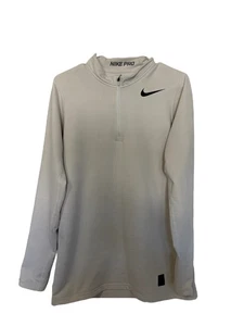 Nike Pro Dri Fit Fitted White Pull Over Half Zip Size Large - Picture 1 of 5