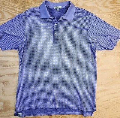 Camisa polo masculina de golfe Peter Millar xadrez roxa algodão macio grande leve - Imagem 1 de 4