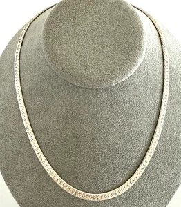 Sterling Silver Sign MR 5mm Woven Textured Flat Chain Necklace 18"inch - Picture 1 of 6