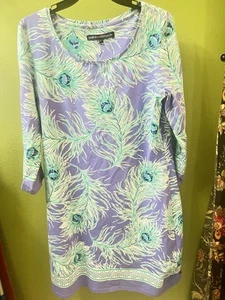 Barbara Erickson Foliage Print 3/4 Sleeve Resortwear Dress Size Large - Picture 1 of 6