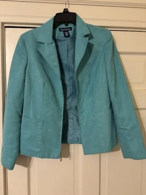 Chaqueta/abrigo/traje verde/azul vintage Evan Picone talla 8 para mujer Foto 1 de 4
