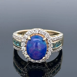 RING GR.21 (CA.66)925/SILBER VERG.MIT KRISTALLOPAL,BLAUTOPAS &ZIRKON SCHMUCKJAGD - Bild 1 von 3