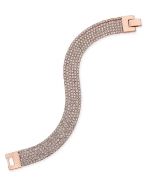 Pulsera Charter Club de eslabones de malla pavé tono oro rosa, Foto 1 de 1