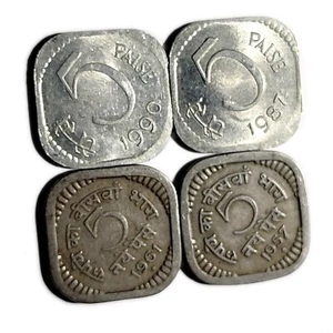 REPUBLIC INDIA 5 PAISA ALUMINIUM COINS AND NICKEL COINS - 4 COINS - Picture 1 of 2