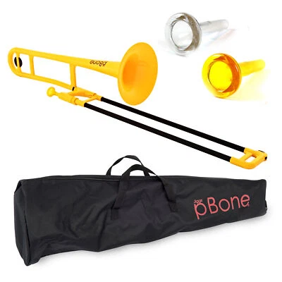 pInstruments pBone PBONE1Y Trombone, Leve Versátil Durável ABS, Amarelo - Imagem 1 de 4