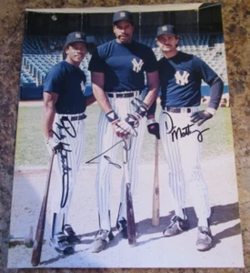 RICKEY HENDERSON DAVE WINFIELD DON MATTINGLY NEW YORK YANKEES SIGNED 8X10 PHOTO - Picture 1 of 6