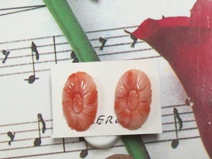 100% Genuine Natural Untreated Pacific Sea Carved Coral Earrings 4.09 G.CRER0012 - Picture 1 of 1