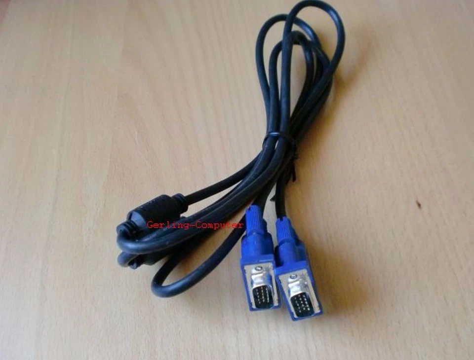 Monitorkabel  SVGA VGA 2x D-SUB  Stecker 15-polig  HD 2x Ferritkern 1,8m  - Bild 1 von 1