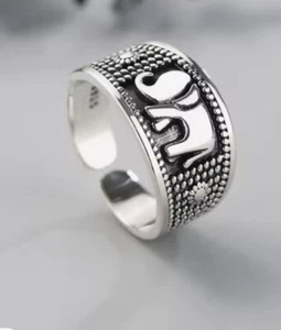 NEW Unisex/Women's 925 Sterling Silver Elephant Ring Adjustable Size - Picture 1 of 9
