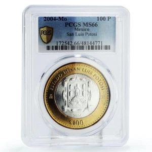 Mexico 100 pesos Federation Anniv. San Luis Potosi MS66 PCGS bimetal coin 2004 - Picture 1 of 2