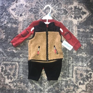 Carter's TAN/NAVY/RED Infant Boy's 3-Piece Little Vest Set, US 6 Months Sh23 - Picture 1 of 8