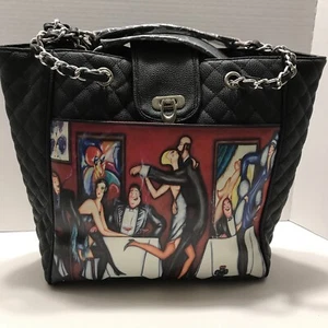 Leder Handtasche von Beth Cristina mit Nachtclubszene aus den 20er Jahren - Bild 1 von 17