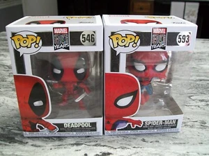 Funko Pop Marvel 80 Years, Deadpool #546, and Spider-Man #593 Pops, NIB - Picture 1 of 6