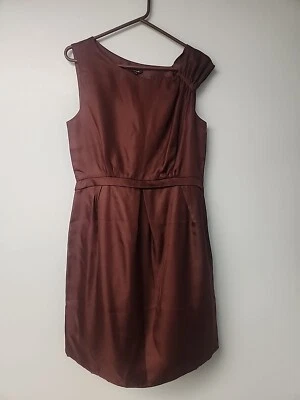 Vestido para mujer Tocca 100 % seda forrado color vino talla 10 con hombro fruncido Foto 1 de 4
