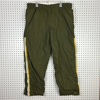 Vintage Y2K Nike Track Pants Size XL Army Green Yellow Lined Warm Up 32" Inseam - Image 1 of 4