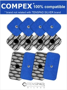 12 Electrodos con patrón de Plata para Compex, (8uds-50x50mm y 4uds.-50x100mm) - Imagen 1 de 8