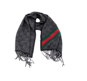 Gucci Unisex Black And Gray Wool Scarf Wrap - Picture 1 of 5