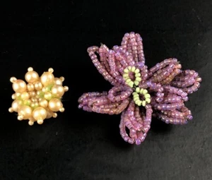 True Vintage Beaded Figural Flower Clothes Sweater Dress Embellishment Clothing - Picture 1 of 4