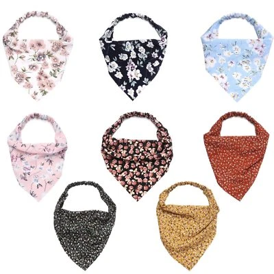 8件装花卉弹性头发围巾头带女士头巾头巾印花三... — 第 1/4 张图片