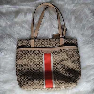Coach Signature silber khakifarbene heiße orange Geldbörse F27008 - Bild 1 von 5
