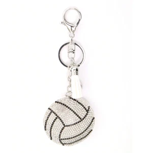 NEW Volleyball Key Chain Bag Charm Sparkly Rhinestones Game Day Sports Cute Gift - Picture 1 of 2