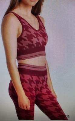 NUEVO CON ETIQUETAS LOLE Conjunto Ciruela y Granate Pata de Gallo Marlowe Sujetador Escote Talla M y Legging Talla L Foto 1 de 4