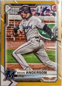 Brian Anderson 29/50 - 2021 Bowman Gold Foil Parallel - Miami Marlins