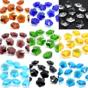 20 X CRYSTAL 14MM FACETED GLASS FLOWER JEWELLERY MAKING PENDANTS - PICK COLOUR - Picture 1 of 12