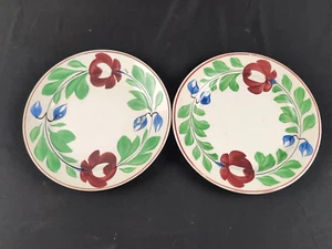 (Set of 2) Staffordshire Eng 9" Salad Plate Red /Green /Blue Floral, Gaudy Dutch - Picture 1 of 7