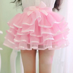 Lady Girls Lolita Skirt Swing Tutu Princess 4 Layered Tiered Hippy Cosplay Sweet - Picture 1 of 19