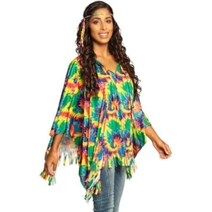 Boland Hippie Poncho with Headband Adult Fancy Dress - Picture 1 of 2