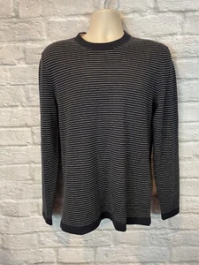 THEORY Ollis Crewneck Merino Wool Shirt Sweater Eclipse Navy/White Size Medium - Picture 1 of 4