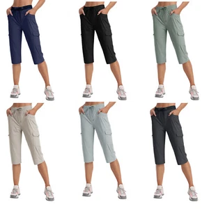 Women Outdoor Hiking Capri Cargo Pant Quick Dry Lightweight Casual Walking Pant - Picture 1 of 96