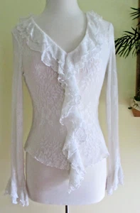 VTG. Women's  Newport News Size M ~ Boho Rennaissance Feminine Sheer lace blouse - Picture 1 of 9