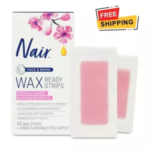 Nair Wax Strips, Face & Bikini Hair Removal, Ready-to-Use, 40 Count - Picture 1 of 9