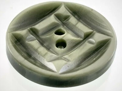 Vintage Carved Bakelite Gray Color Garment Button 1.2in Design Pattern 977A - Image 1 of 4