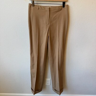 Calça elástica Brooks Brothers 346 lã feminina 6 bege algemada negócios casual - Imagem 1 de 4