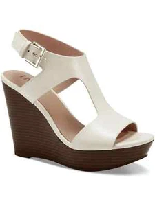 INC Womens Ivory Platform Valleri Round Toe Wedge Ivory Slingback Sandal Sz 12m - Picture 1 of 6