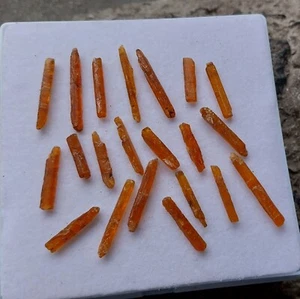 44.9 Ct 14 to 26 MM Natural Orange Kyanite Raw Rough Pencil Shape 21 Piece Lot - Picture 1 of 24