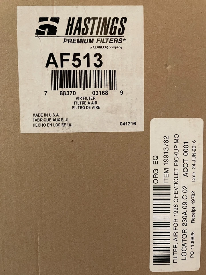 Filtro de aire Hastings AF513 para Chevrolet, GMC C3500HD 1996 1997-2000 2001 2002 Foto 1 de 1